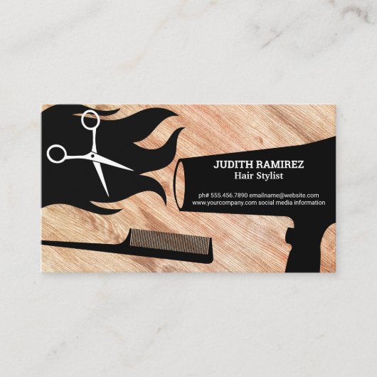 ヘアとスタイリストツール | 木の尖塔 予約カード (正面)