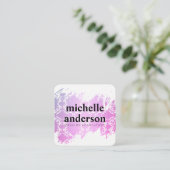 ヘアとファッションのスタイリストのパタ華美ーン スクエア名刺 (スタンド正面)