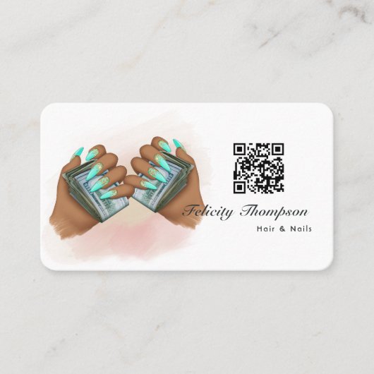ヘアと爪、 ネイルのQRコード 名刺 (正面)