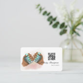 ヘアと爪、 ネイルのQRコード 名刺 (スタンド正面)