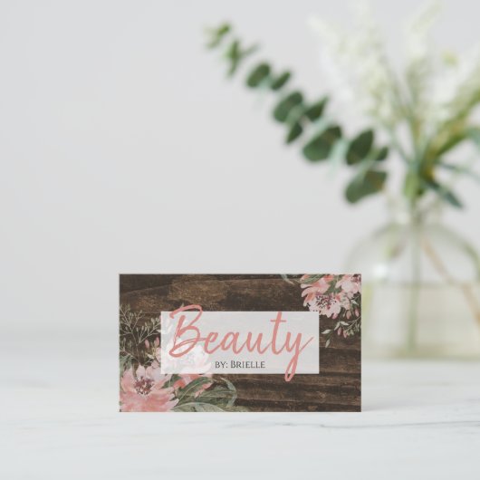 ヘアと美しいサロン素朴ダークウッドフローラ 名刺 (スタンド正面)