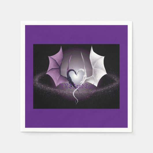 ヘアの形をした二つのドラゴンファンタジーの宇宙 スタンダードカクテルナプキン (正面)