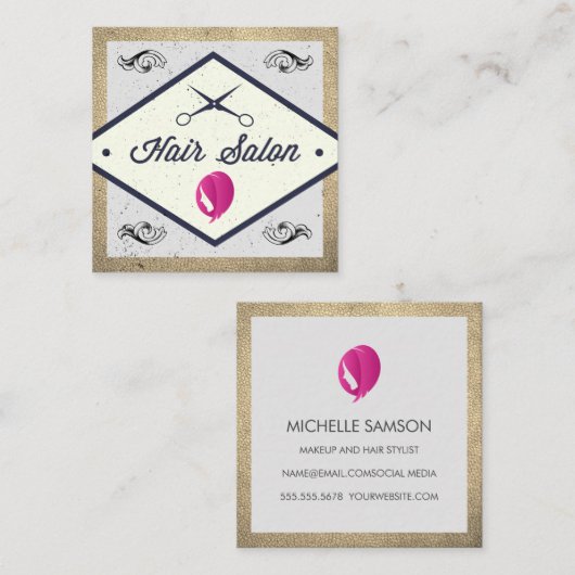 ヘアアイコン |ヘアサロン スクエア名刺 (正面/裏面)