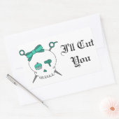 ヘアアクセサリースカル&はさみ(ターコイズ) 長方形シール (封筒)