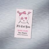 ヘアアクセサリースカル&はさみ（ピンクバージョン6） マグネット名刺 (インサイチュ)