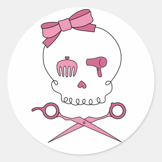 ヘアアクセサリースカル&シザークロスボーン ラウンドシール (正面)