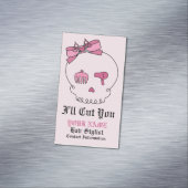 ヘアアクセサリースカル(ボウ詳細ピンク、文字4) マグネット名刺 (インサイチュ)