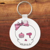 ヘアアクセサリースカル(ボウ詳細) キーホルダー (正面)