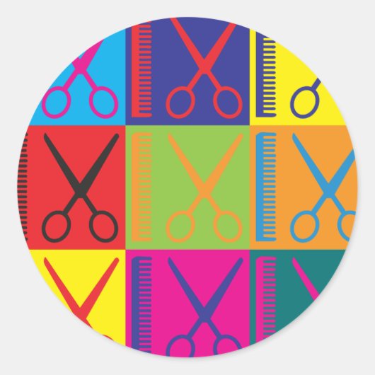 ヘアアートの切ポップ・アートのり取り ラウンドシール (正面)