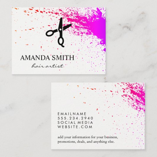 ヘアアート表現型スパッタサロン鋏 名刺 (正面/裏面)