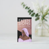 ヘアウィッグ拡張子編みサロンスクリプトピンク金ゴールド 名刺 (スタンド正面)