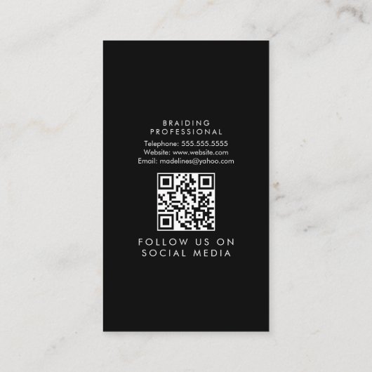 ヘアウィッグ拡張子編みサロンスクリプトピンク金ゴールド 名刺 (裏面)