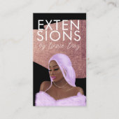 ヘアウィッグ拡張子編みサロンスクリプトピンク金ゴールド 名刺 (正面)