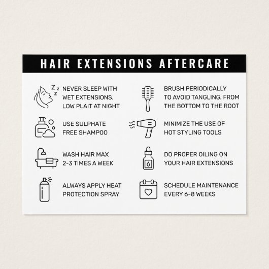 ヘアエクステンションアフターケアの名刺 (裏面)