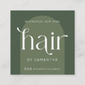 ヘアエクステンションアフターモダンケアボホセージグリーン スクエア名刺 (正面)