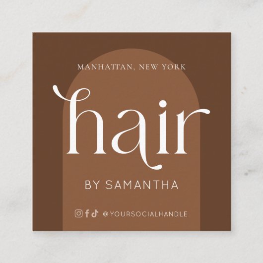 ヘアエクステンションアフターモダンケアボホテラコッタ スクエア名刺 (正面)