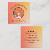 ヘアエクステンショングラデーションオレンジグラデーション美しいテーマ スクエア名刺 (正面/裏面)