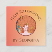 ヘアエクステンショングラデーションオレンジグラデーション美しいテーマ スクエア名刺 (正面)