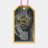 ヘアエクステンションパッつるキングラベルヘアフォト金ゴールド ギフトタグ (正面)