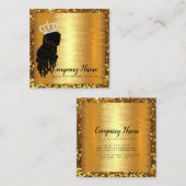 ヘアエクステンションヘアダイヤモンド金ゴールドスクエアグリッター 予約カード (正面/裏面)