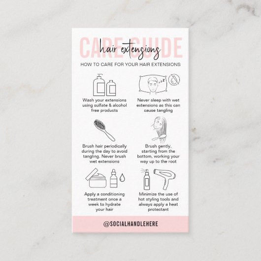 ヘアエクステンション気にの指示赤面ピンクロゴ 名刺 (正面)