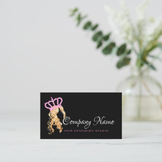 ヘアエクステンション美容師ブロンド金ゴールドピンククラウン 予約カード (スタンド正面)