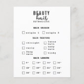 ヘアエクステンション＆ウィッグ注文フォーム ヘアブランディング チラシ (裏面)