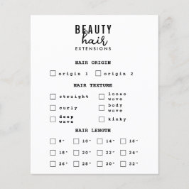 ヘアエクステンション＆ウィッグ注文フォーム ヘアブランディング チラシ