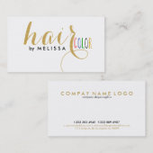 ヘアエレガントカラー金ゴールドグリッター文字デザイン 名刺 (正面/裏面)