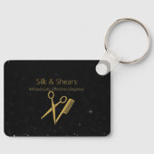 ヘアエレガントサロンキーチェーン – ブラックグリッター キーホルダー (正面)