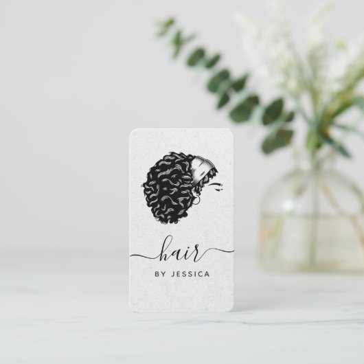 ヘアエレガントサロングレークラフト紙アフロヘアガール 名刺 (スタンド正面)