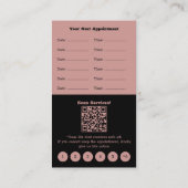 ヘアエレガントサロンブラック&ピンクロイヤリティ& 予約カード (裏面)