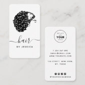 ヘアエレガントサロンブラック&ホワイトアフロヘアガール 名刺 (正面/裏面)