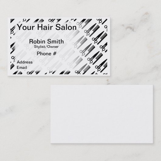 ヘアエレガントサロン&スタイリスト用の白黒 名刺 (正面/裏面)