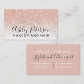 ヘアエレガントタイポグラフィ大理石バラ金ゴールドグリッター 名刺 (正面/裏面)