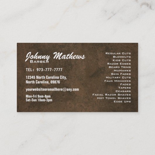 ヘアカおもしろいットのスローガンひげ名刺 名刺 (裏面)