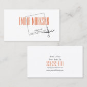 ヘアカットのスタイリストは箱のシンプルで白いカードを切ります 名刺 (正面/裏面)