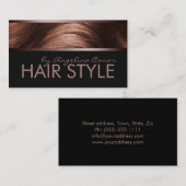 ヘアカットのスタイリスト茶色のヘアビジネスカード 名刺 (正面/裏面)