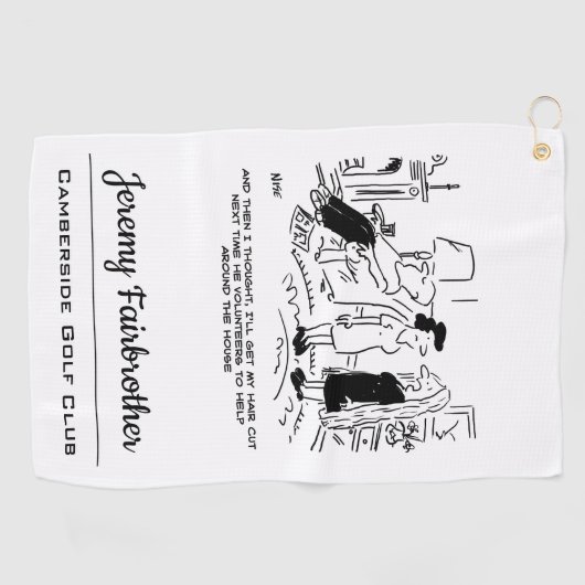 ヘアカットまたはヘアスタイリングのないロングヘアスタイル ゴルフタオル (横)