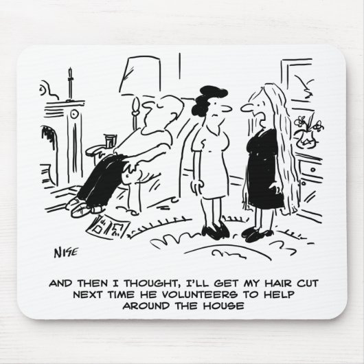 ヘアカットまたはヘアスタイリングのないロングヘアスタイル マウスパッド (正面)