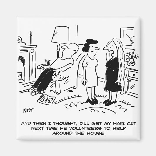 ヘアカットまたはヘアスタイリングのないロングヘアスタイル マグネット (正面)