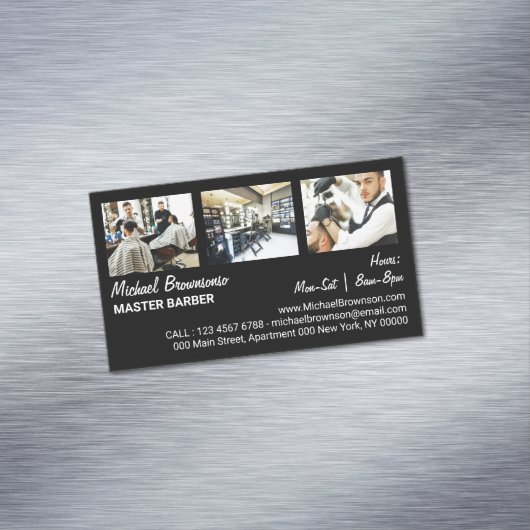 ヘアカットサロンと三カスタム枚フォト理容師 マグネット名刺 (インサイチュ)
