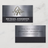 ヘアカットツール |メタリック |レザー 名刺 (正面/裏面)
