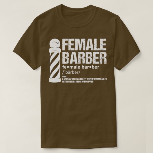 ヘアカット女性理容師美容師 Tシャツ (デザイン正面)