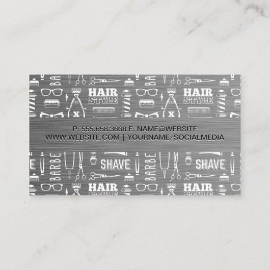 ヘアカット理容師のパターンとヘアツール 名刺 (裏面)