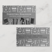 ヘアカット理容師のパターンとヘアツール 名刺 (正面/裏面)