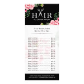 ヘアカット用のハサミのロゴ 美しい花柄の価格表 ラックカード (正面)