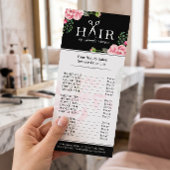 ヘアカット用のハサミのロゴ 美しい花柄の価格表 ラックカード