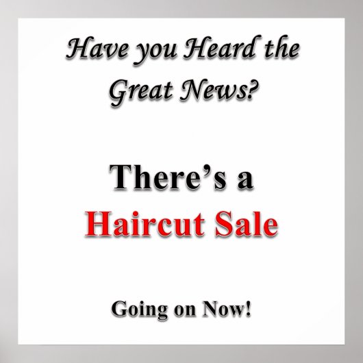 ヘアカット販売のポスターマットを聞いたことがある ポスター (正面)