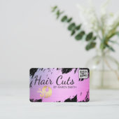 ヘアカット | 金ゴールドブラシ | 女性の美しいロゴ 名刺 (スタンド正面)